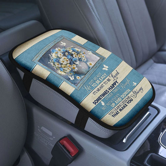 Dachshund Handshake With Jesus Car Center Console Cover, Jesus Armrest Pad Cover, Christian Car Accessory