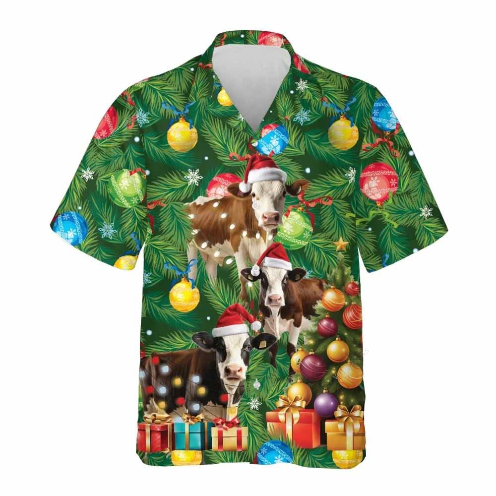 Dairy Catlle Cow Christmas Hawaiian Shirts, Xmas Hawaiian Shirts