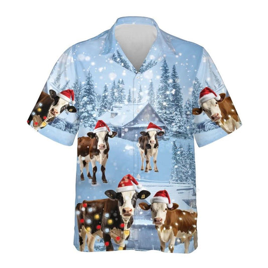 Dairy Cow Christmas Hawaiian Shirts, Xmas Hawaiian Shirts