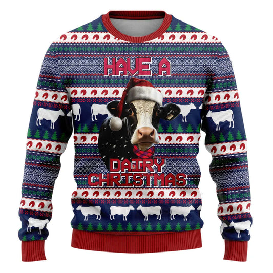 Dairy Cow Merry Christmas Ugly Christmas Sweaters For Men Women, Christmas Gift, Christmas Winter Fashion, Farmers Sweater