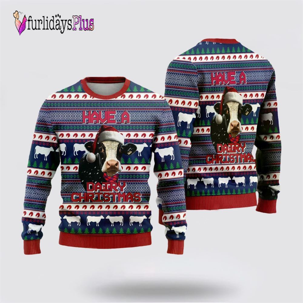 Dairy Cow Merry Christmas Ugly Christmas Sweaters For Men Women, Christmas Gift, Christmas Winter Fashion, Farmers Sweater