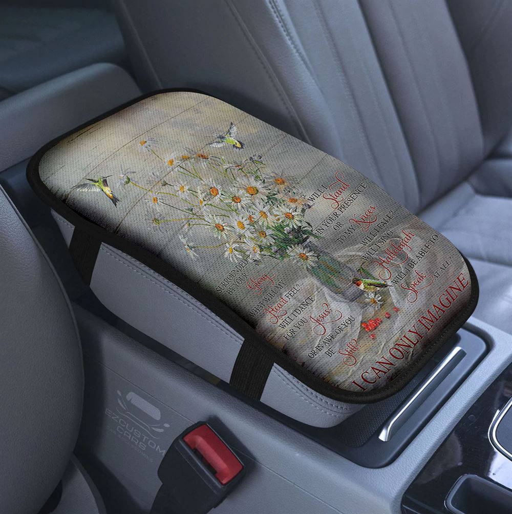 Daisy Field Blue Butterfly Car Center Console Cover, I Want Daisies In My Hair Armrest Pad Cover, Christian Car Accessory