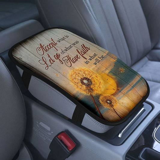 Daisy Vase Always Stay Humble And Kind Car Center Console Cover, Christian Armrest Pad Cover, Religious Car Accessory