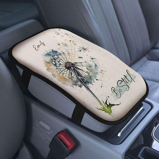 Dandelion Accept What Is Let Go Car Center Console Cover, Bible Verse Armrest Pad Cover, Christian Inspirational Car Accessory