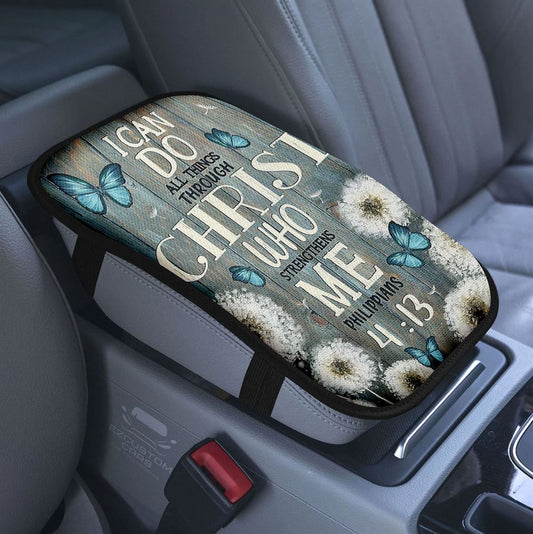Dandelion Accept What Let Go Have Faith Car Center Console Cover, Bible Verse Armrest Pad Cover, Christian Inspirational Car Accessory