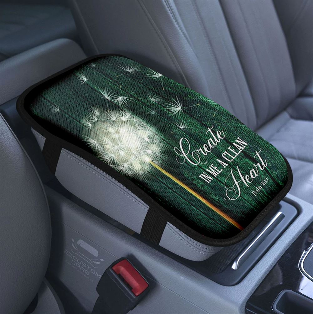 Dandelion Butterfly Set Your Mind On Things Above Car Center Console Cover, Inspirational Armrest Pad Cover, Christian Car Accessory