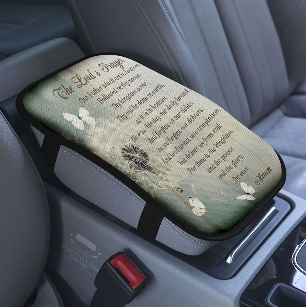 Dandelion Cat Give It To God And Go To Sleep Car Center Console Cover, Bible Verse Armrest Pad Cover, Christian Car Accessory