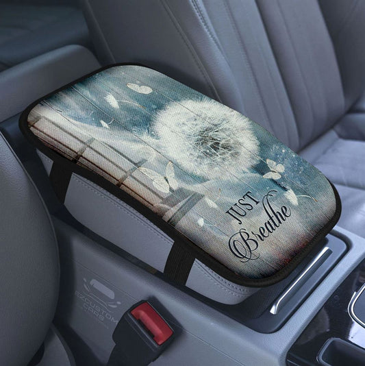 Dandelion Create In Me A Clean Heart Psalm 5110 Car Center Console Cover, Bible Verse Armrest Pad Cover, Scripture Car Accessory