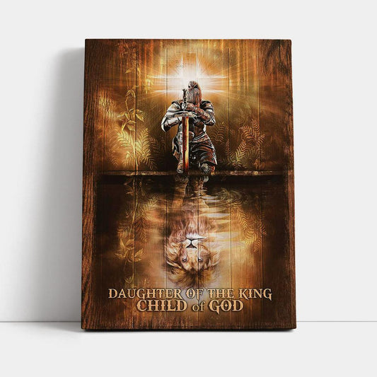 Daughter Of The King Child Of God Canvas - Woman Warrior Lion Of Judah Canvas Art - Bible Verse Wall Art - Religious Home Decor