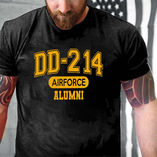 Dd214 Shirt, DD214 Air Force Alumni USAF Veterans Yellow Printed 2D Unisex T-Shirt, Veterans Day Shirts