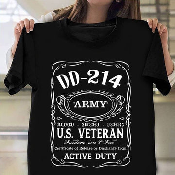 Dd214 Shirt, DD 214 Army US Veteran Active Duty Shirt American Honor Military T-Shirts Gifts For Veteran, Veterans Day Shirts