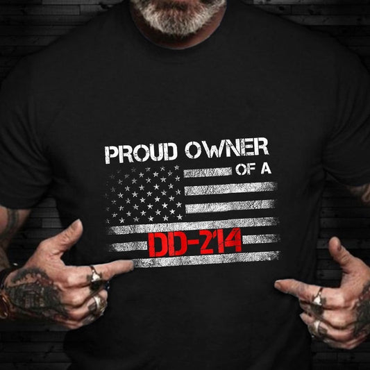 Dd214 Shirt, Proud Owner Of A DD-214 Shirt Old Retro American Flag T-Shirt Veterans Day Gifts For Husband, Veterans Day Shirts