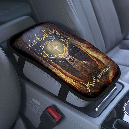 Deer Cardinal Be Still And Know That I Am God Car Center Console Cover, Christian Armrest Pad Cover, Religious Car Accessory