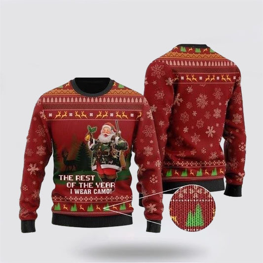 Deer Hunter And Santa Claus The Rest Of The Year I Wear Camo Ugly Christmas Sweater For Men And Women, Christmas Gift, Christmas Winter Fashion