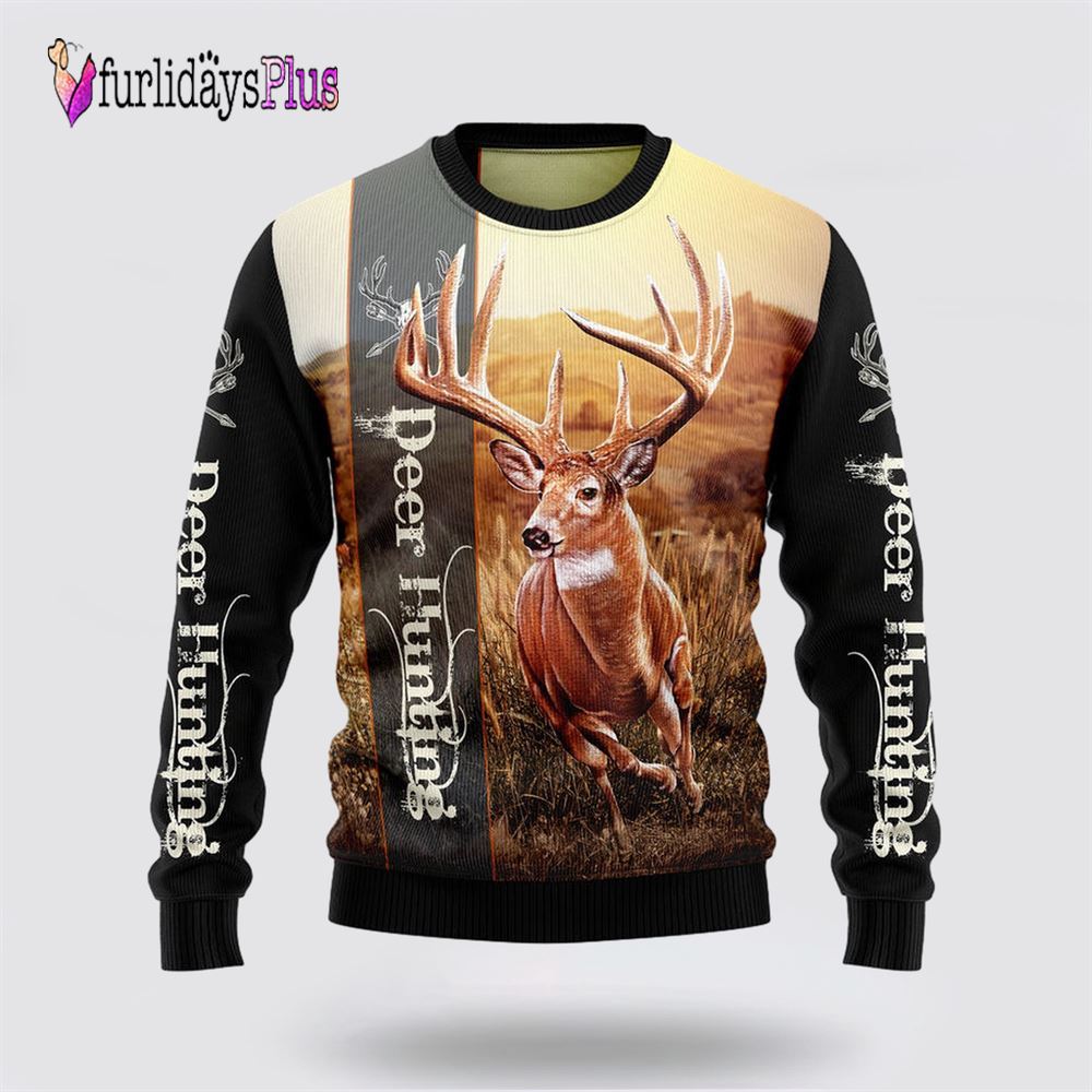Deer Hunting Funny Ugly Christmas Sweater, Sweater Gifts For Pet Lover