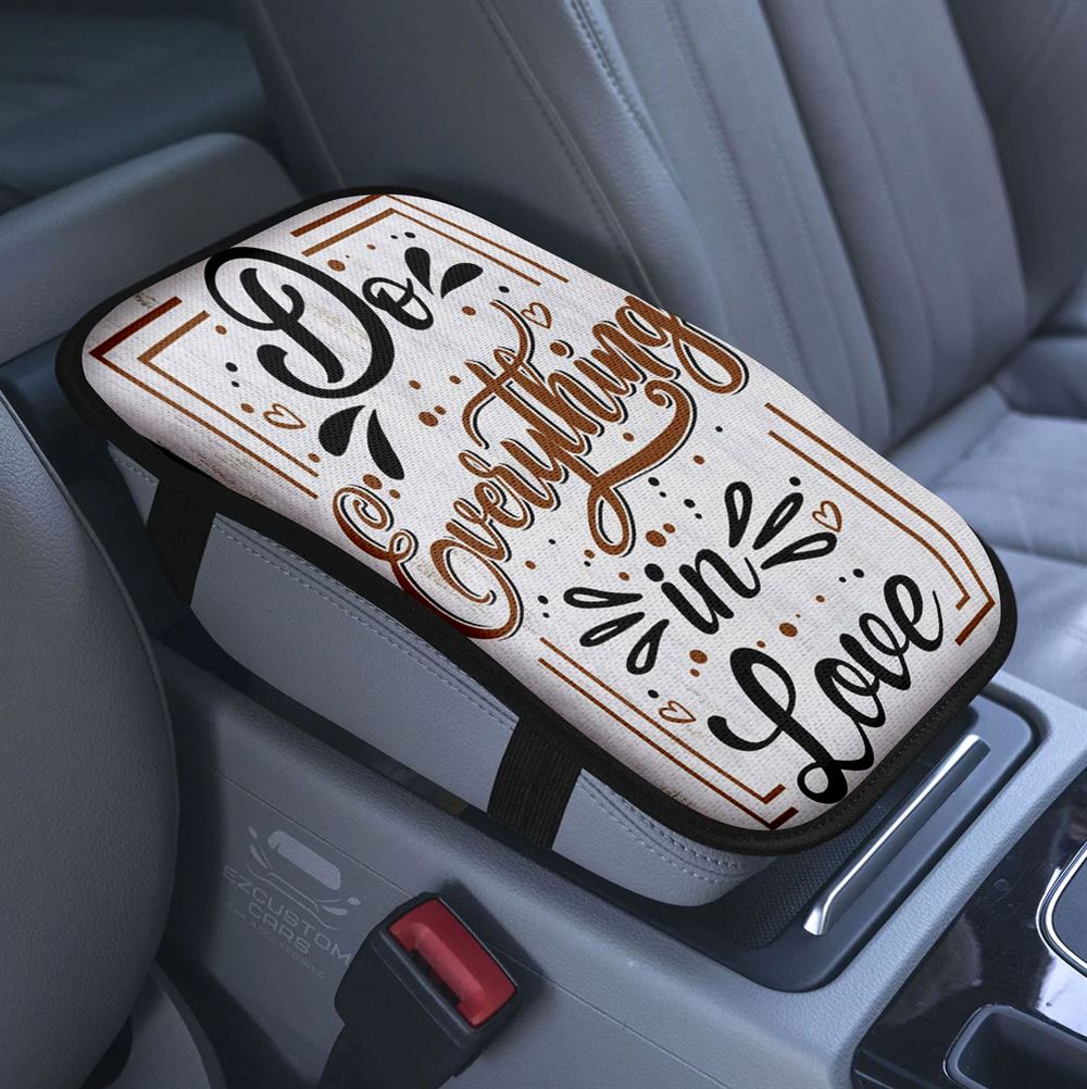 Deer I Got Hunting In My Veins Jesus In My Heart Car Center Console Cover, Bible Verse Armrest Pad Cover, Christian Inspirational Car Accessory