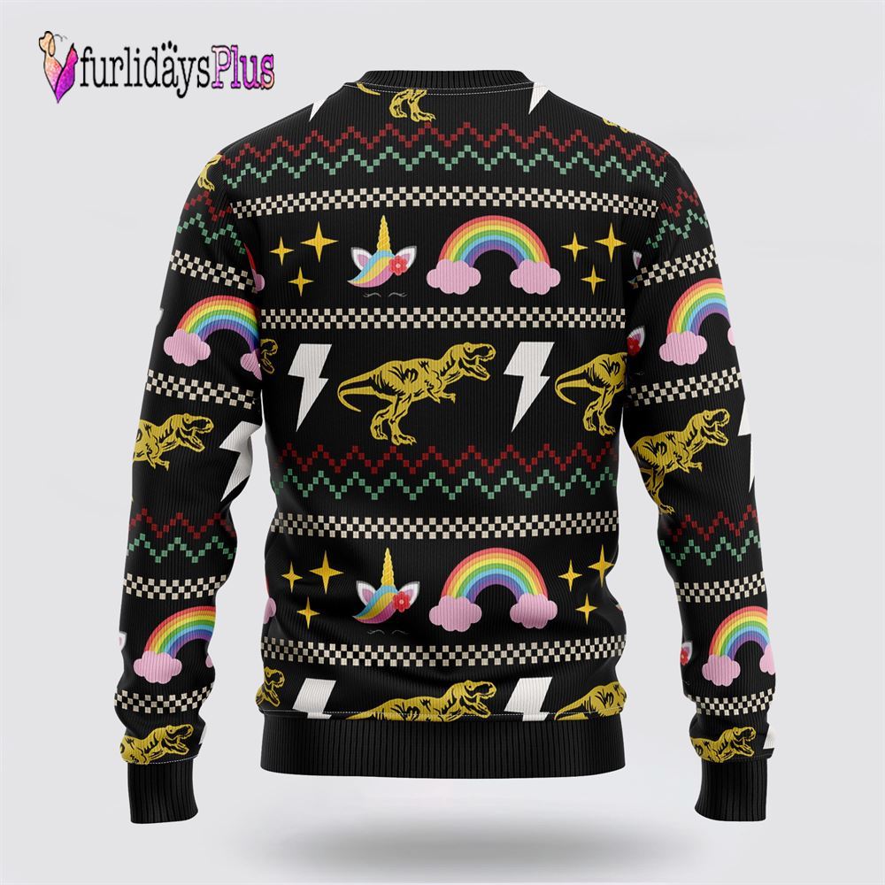 Dinosaur Unicorn Ride Hard Ugly Christmas Sweater, Best Gift For Christmas