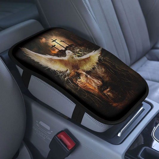 Don't Cry Over The Past Birdhouse Hummingbird Spring Forest Car Center Console Cover, Christian Armrest Pad Cover