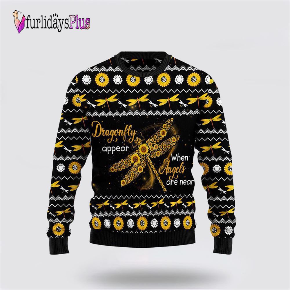 Dragonfly Sunflower Ugly Christmas Sweater Gift, Sweater Gifts For Pet Lover