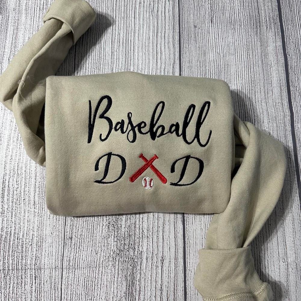 Embroidered Christmas Sweatshirt, Baseball Dad Embroidered Sweatshirt