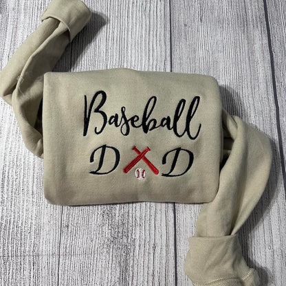Embroidered Christmas Sweatshirt, Baseball Dad Embroidered Sweatshirt