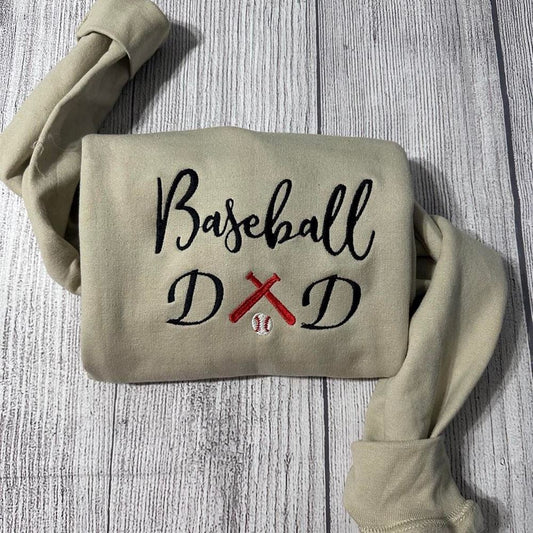 Embroidered Christmas Sweatshirt, Baseball Dad Embroidered Sweatshirt