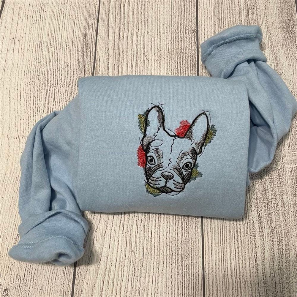 Embroidered Christmas Sweatshirt, Bull Dog Embroidered Sweatshirt