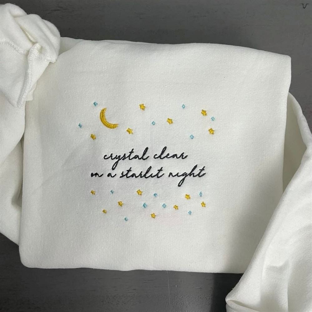 Embroidered Christmas Sweatshirt, Crystal Clear On A Starlit Night Sweatshirt