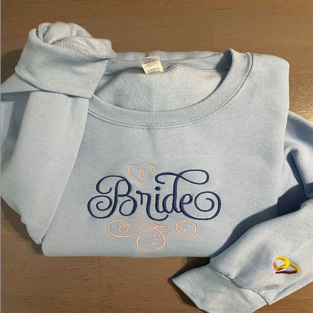 Embroidered Christmas Sweatshirt, Custom Bride Embroidered Sweatshirt