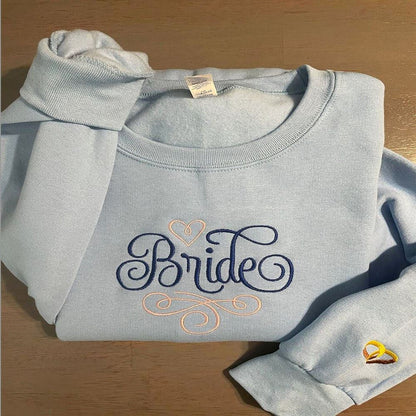 Embroidered Christmas Sweatshirt, Custom Bride Embroidered Sweatshirt