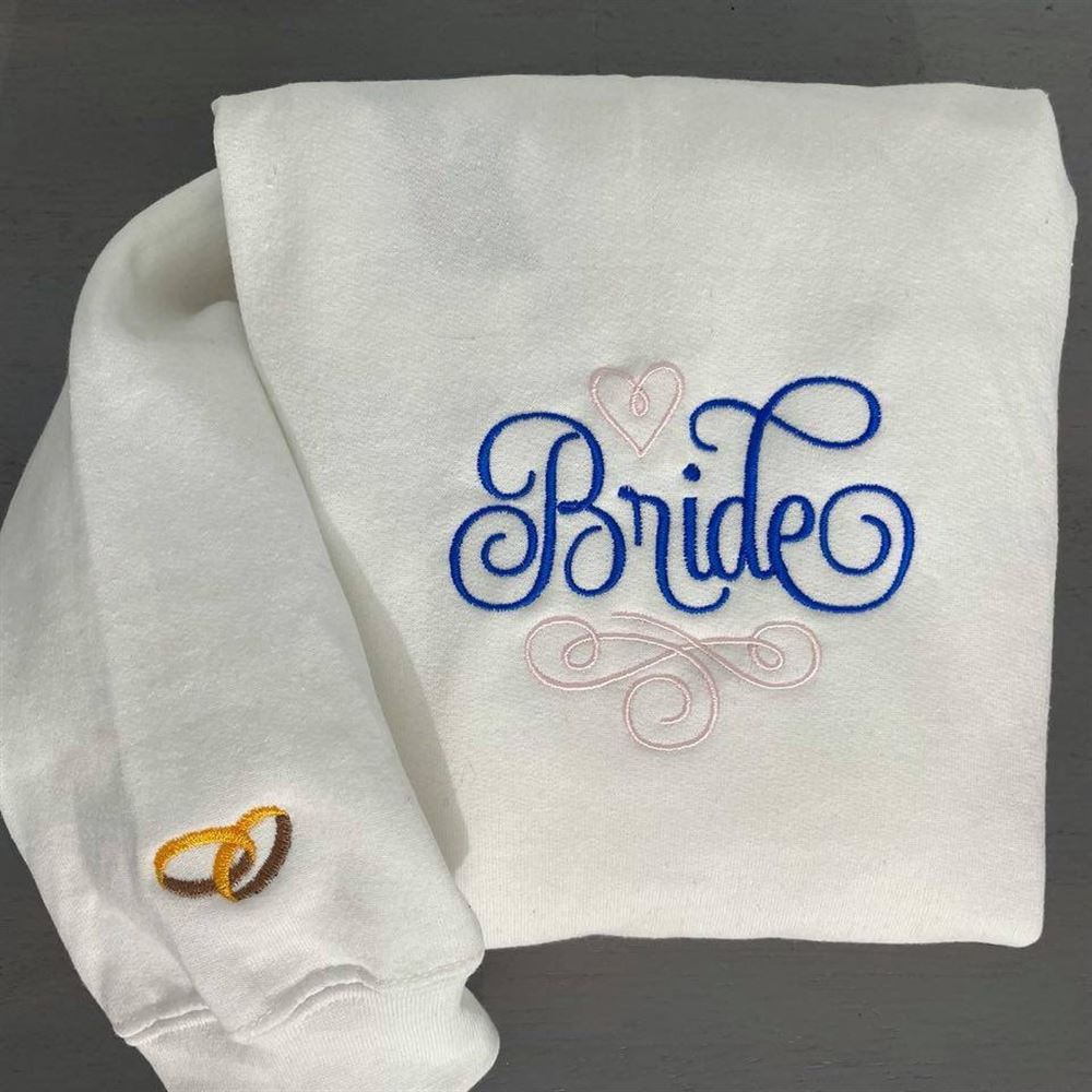 Embroidered Christmas Sweatshirt, Custom Bride Embroidered Sweatshirt