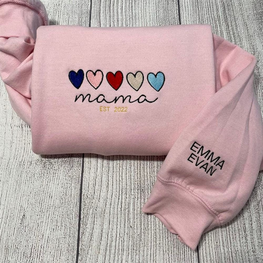 Embroidered Christmas Sweatshirt, Custom Mama Embroidered Sweatshirt