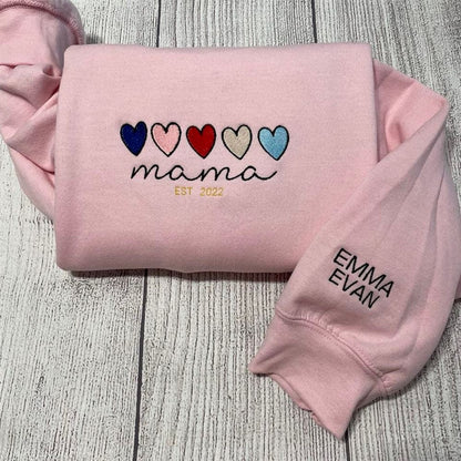 Embroidered Christmas Sweatshirt, Custom Mama Embroidered Sweatshirt