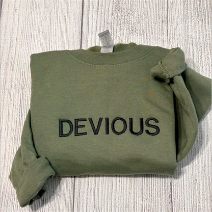 Embroidered Christmas Sweatshirt, Devious Funny Embroidered Sweatshirt