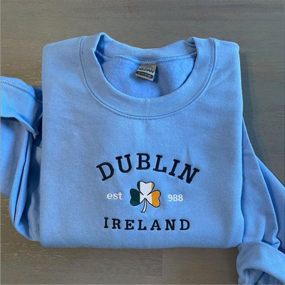 Embroidered Christmas Sweatshirt, Dublin Ireland Embroidered Sweatshirt