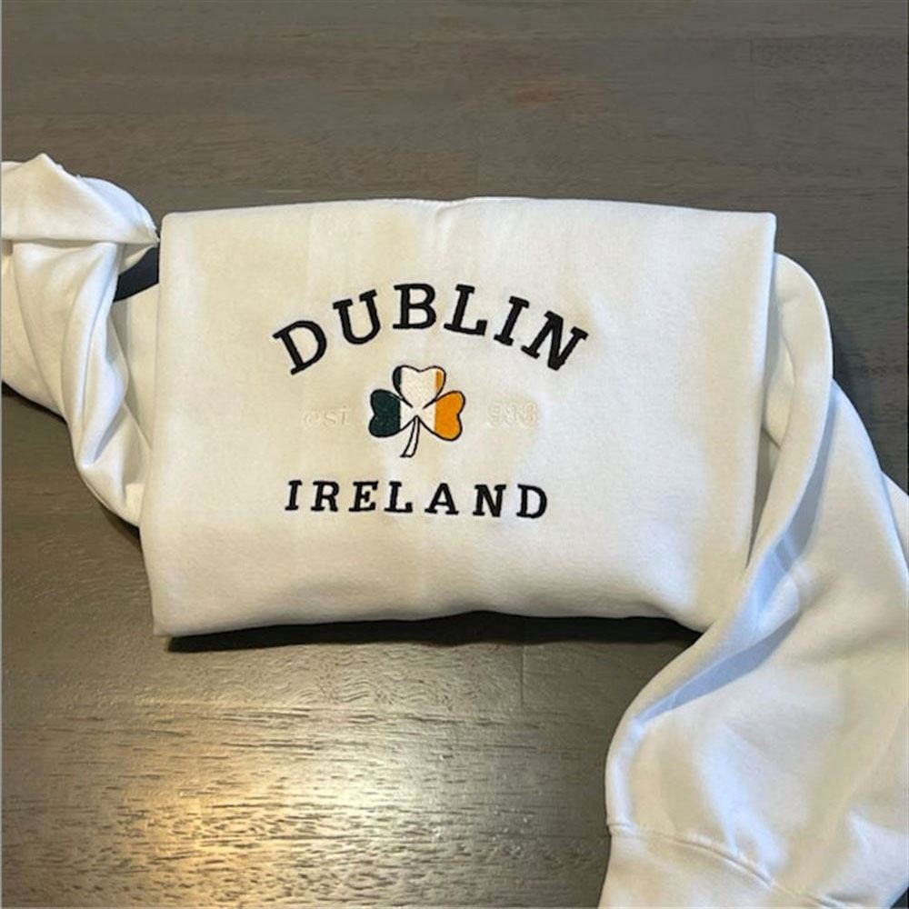 Embroidered Christmas Sweatshirt, Dublin Ireland Embroidered Sweatshirt