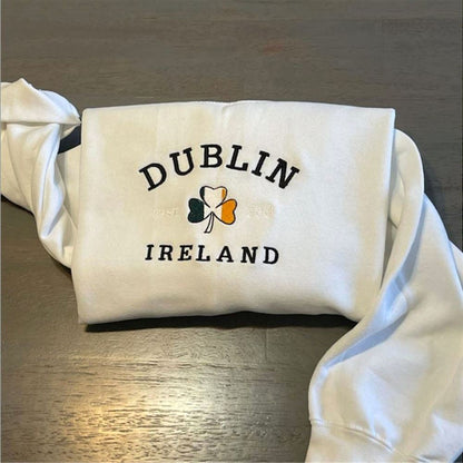Embroidered Christmas Sweatshirt, Dublin Ireland Embroidered Sweatshirt