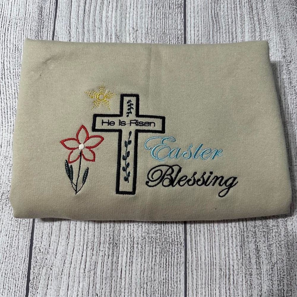 Embroidered Christmas Sweatshirt, Easter Blessing Embroidered Sweatshirts