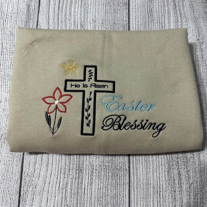 Embroidered Christmas Sweatshirt, Easter Blessing Embroidered Sweatshirts