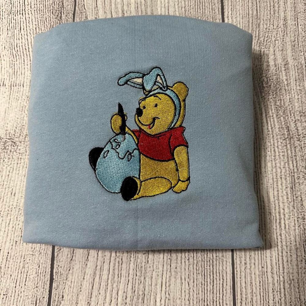 Embroidered Christmas Sweatshirt, Easter Winnie The Pooh Embroidered Sweatshirt