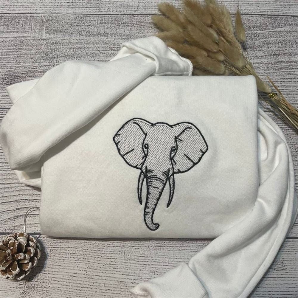 Embroidered Christmas Sweatshirt, Elephant Embroidered Sweatshirt