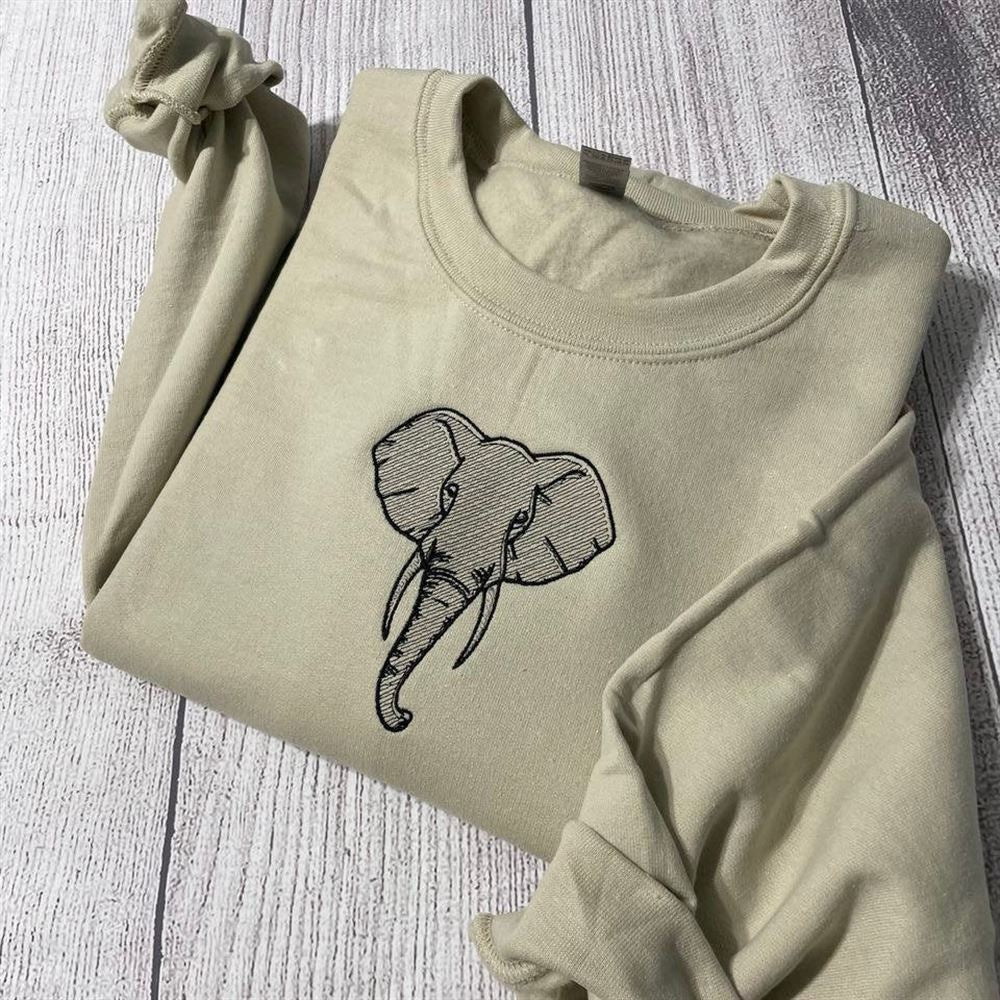 Embroidered Christmas Sweatshirt, Elephant Embroidered Sweatshirt