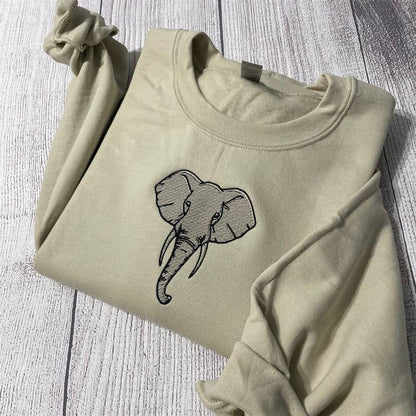 Embroidered Christmas Sweatshirt, Elephant Embroidered Sweatshirt