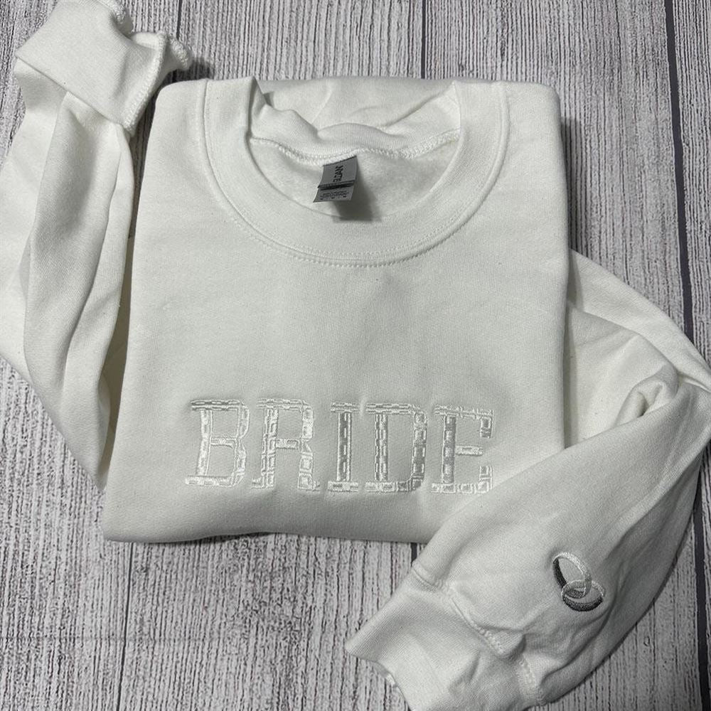 Embroidered Christmas Sweatshirt, Embossed Bride Embroidered Sweatshirt