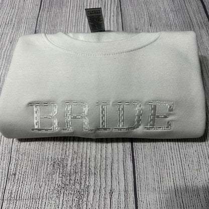 Embroidered Christmas Sweatshirt, Embossed Bride Embroidered Sweatshirt