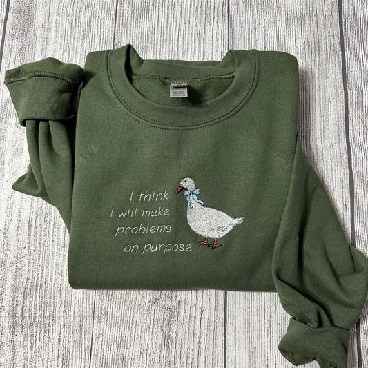 Embroidered Christmas Sweatshirt, Embroidered Silly Goose Sweatshirts