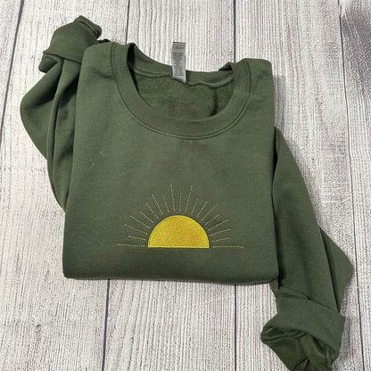 Embroidered Christmas Sweatshirt, Embroidered Sun Sweatshirt