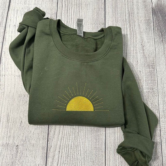 Embroidered Christmas Sweatshirt, Embroidered Sun Sweatshirt