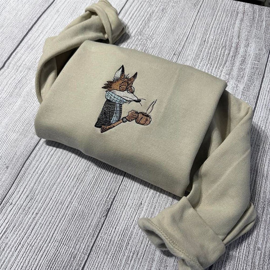 Embroidered Christmas Sweatshirt, Fox Embroidered Sweatshirt