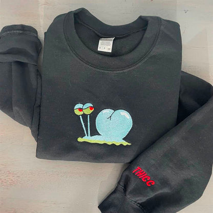 Embroidered Christmas Sweatshirt, Funny Snail Embroidered Sweatshirt